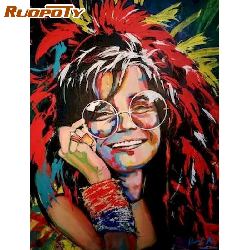 

RUOPOTY Framed 60x75cm Oil acrylic Painting By Numbers Colorful Woman on canvas Home Decoration Canvas Painting DIY Wall arts