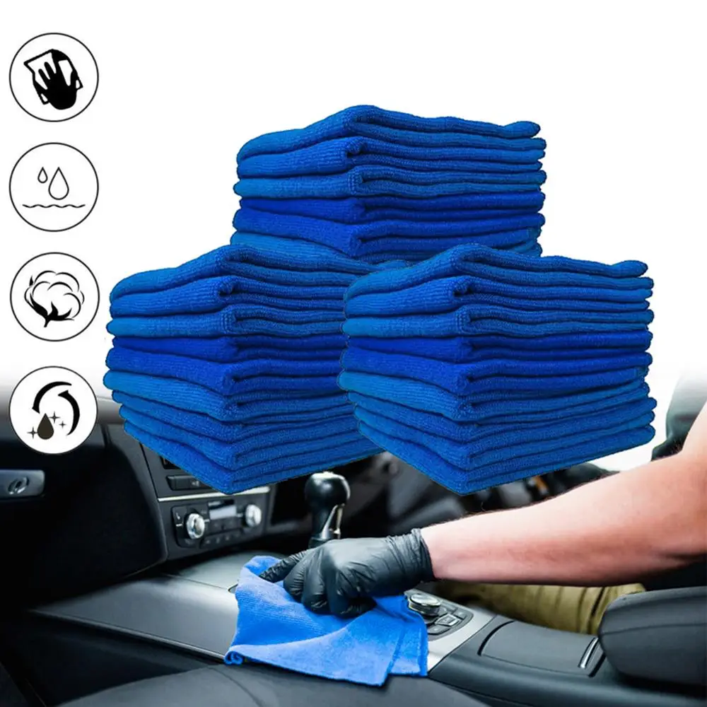 20 шт. синее полотенце из микрофибры для чистки автомобиля