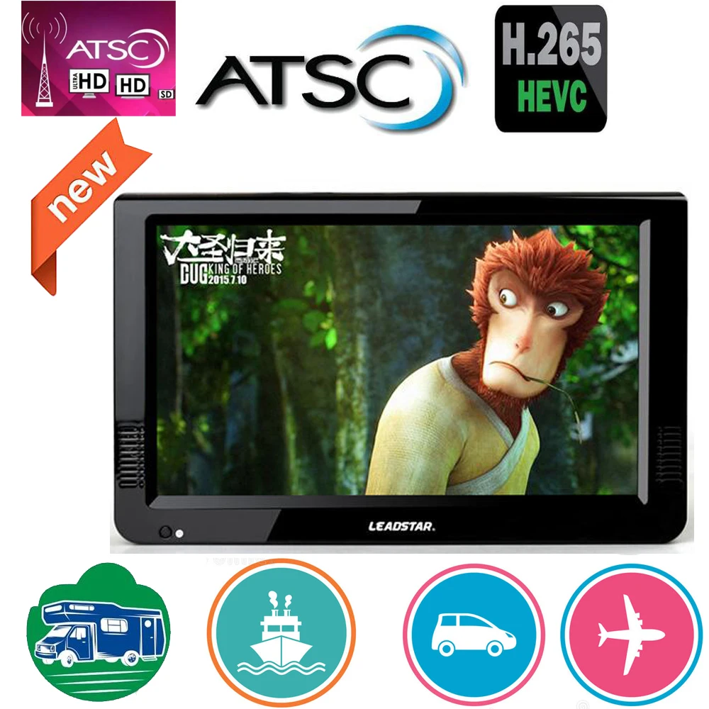 Leadstar 10 дюймов Atsc T &amp аналоговые Портативный мини телевизор Поддержка H265/Hevc Dolby Ac3