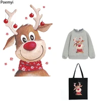 cute christmas deer iron on transfers for clothing thermoadhesive patches on clothes anime parches stripe stickers kids jacket