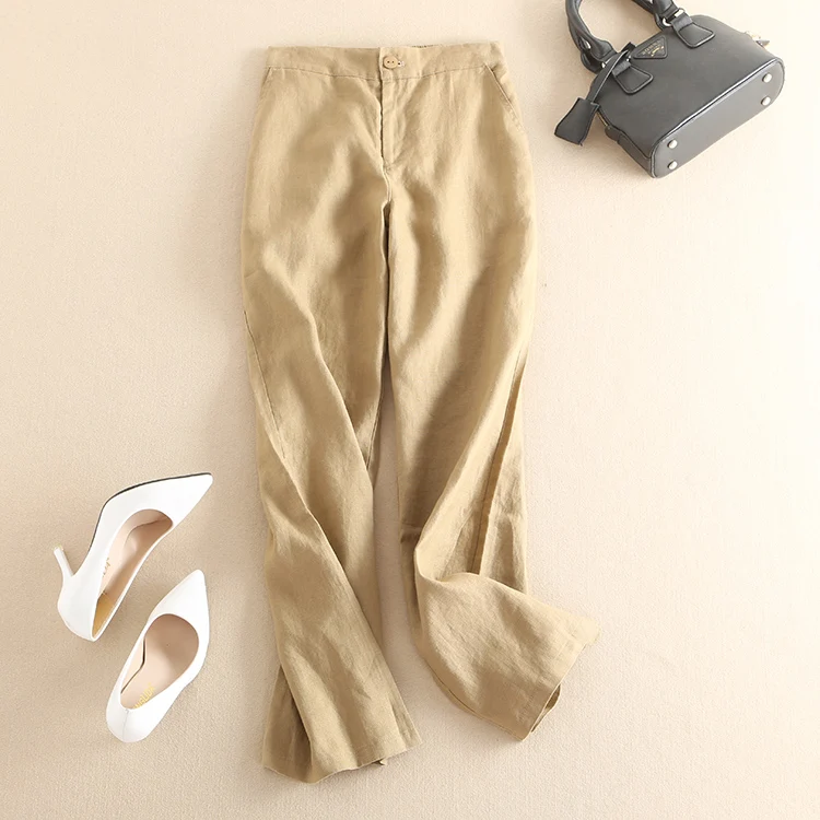 

Брюки женские льняные в стиле Харадзюку, прямые винтажные штаны с завышенной талией, тонкие брюки-карго из хлопка и льна