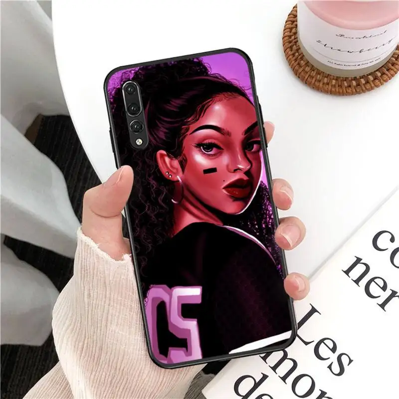

Fashion Black Girls African Phone Case for Huawei P 8 9 10 20 30 40 lite pro Psamrt Cover