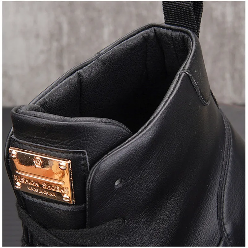 Мужские высокие кожаные кроссовки в стиле хип-хоп повседневная обувь на