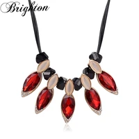 brighton bohemia red cubic zircon black beads necklaces pendants for women double pu choker party exaggerated trendy jewelry