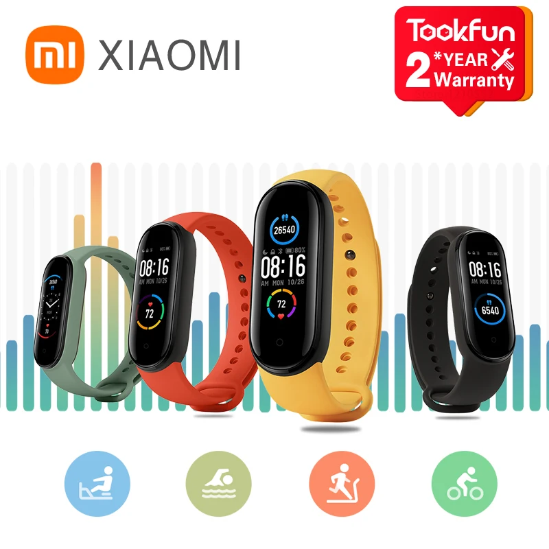 В наличии смарт-браслет Xiaomi Mi Band 5 Bluetooth 1 цветной AMOLED экран 0 дюйма