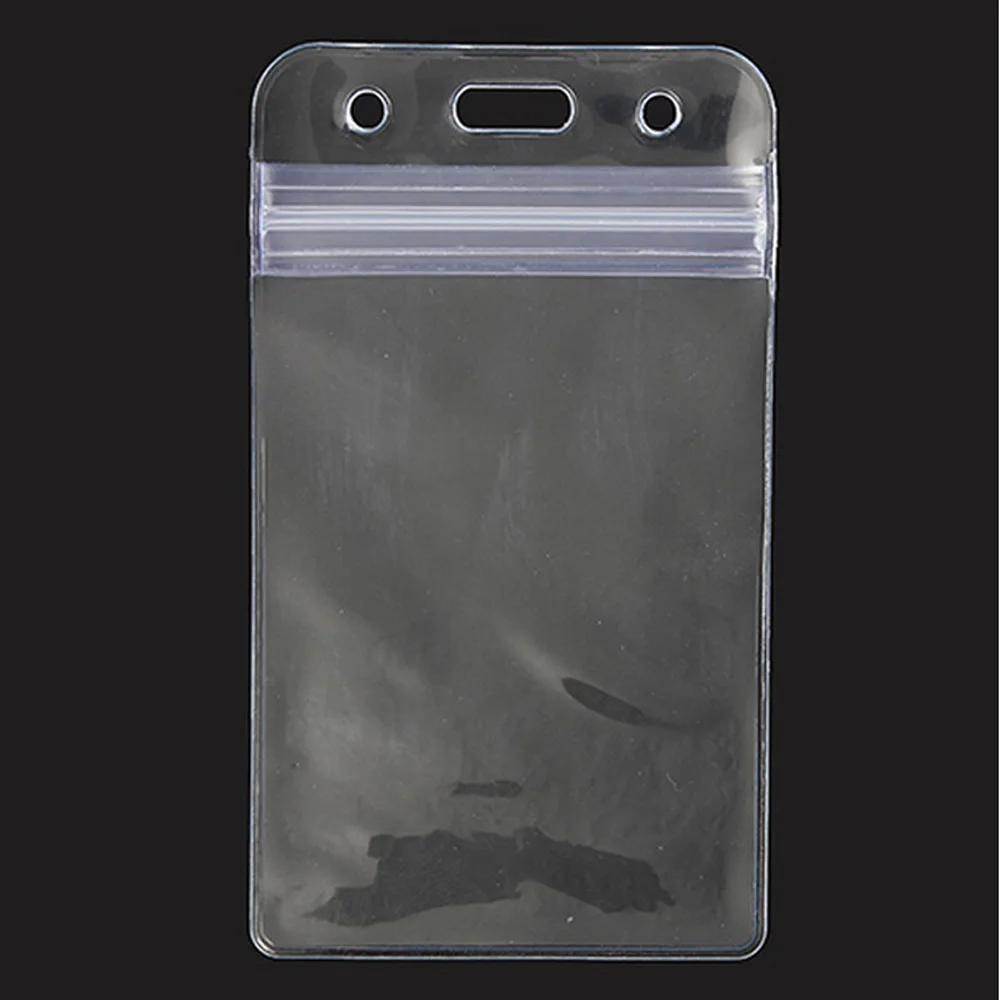 

10Pcs Vertical Transparent Vinyl Plastic Clear ID Card Badge Holder with Zipper
