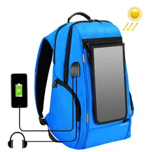 PULUZ Outdoor Multi-function Solar Panel Power Comfortable Breathable Casual Backpack Laptop Bag for 3C /Camera Accessories
