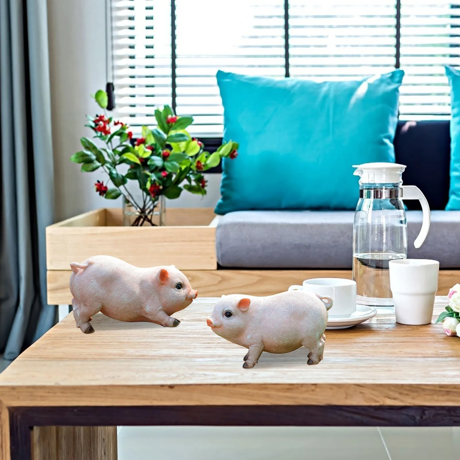 Cute Pig Decoration Resin Crafts Piggy Ornaments Bedroom Living Room Desktop Garden Decorations Украшение дома #40 | Дом и сад