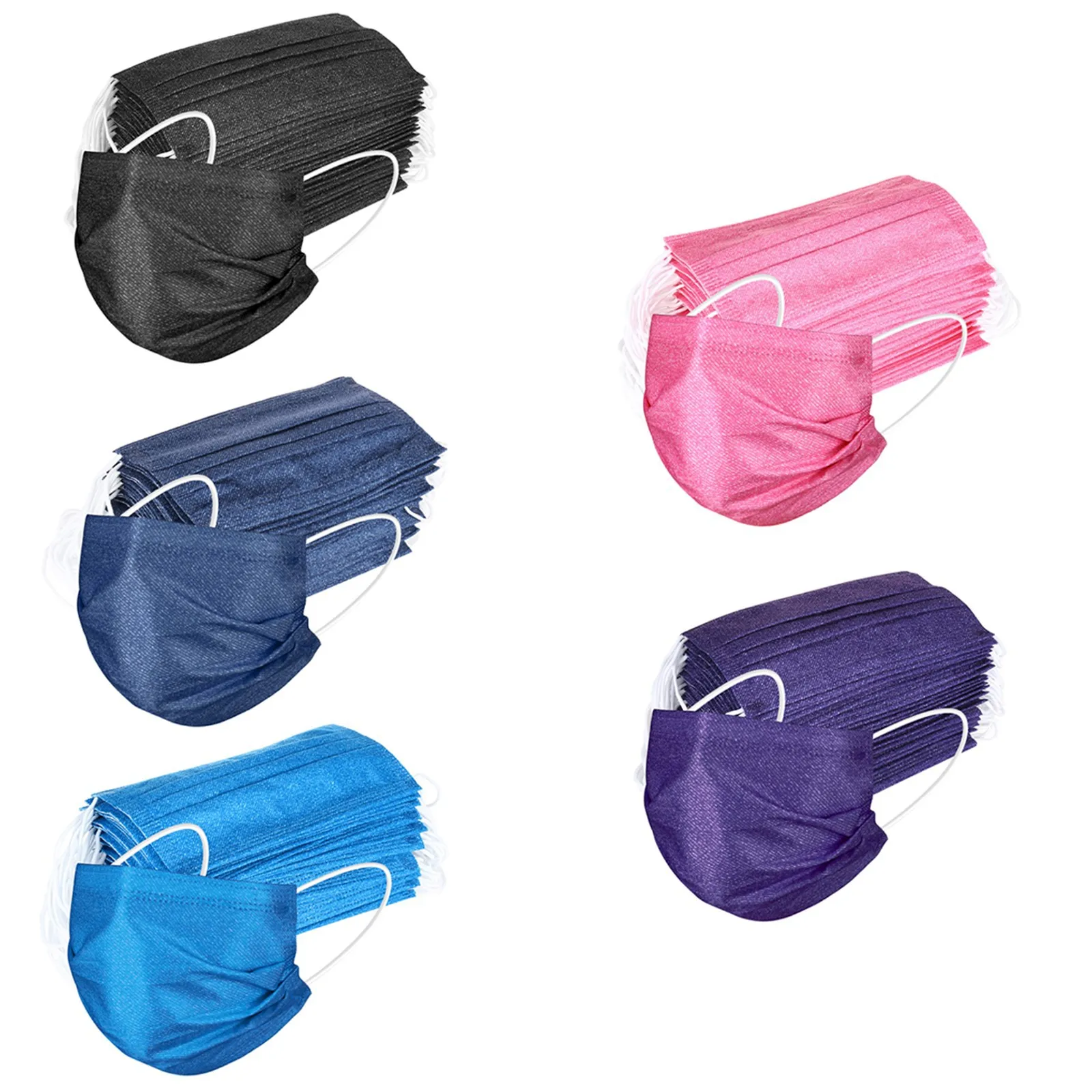 

Pieces Of Denim Series Color Spunlace Cloth Adult Disposable Daily Protective Mask 3-layer Non-woven Dust-proof Mascarillas