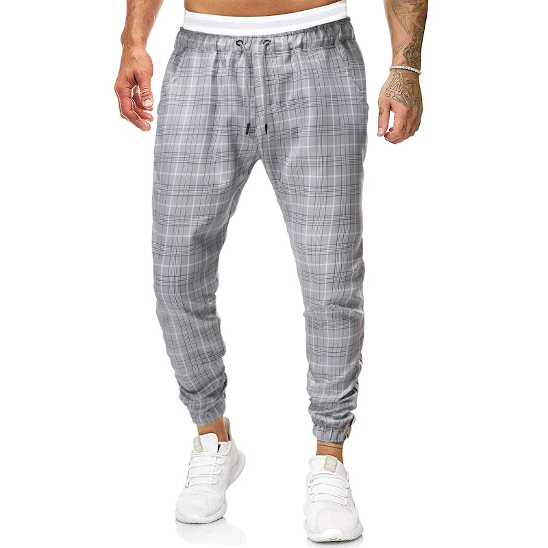 

New Men's Casual Plaid Pants Mens Clothing Streetwear Casual Trousers