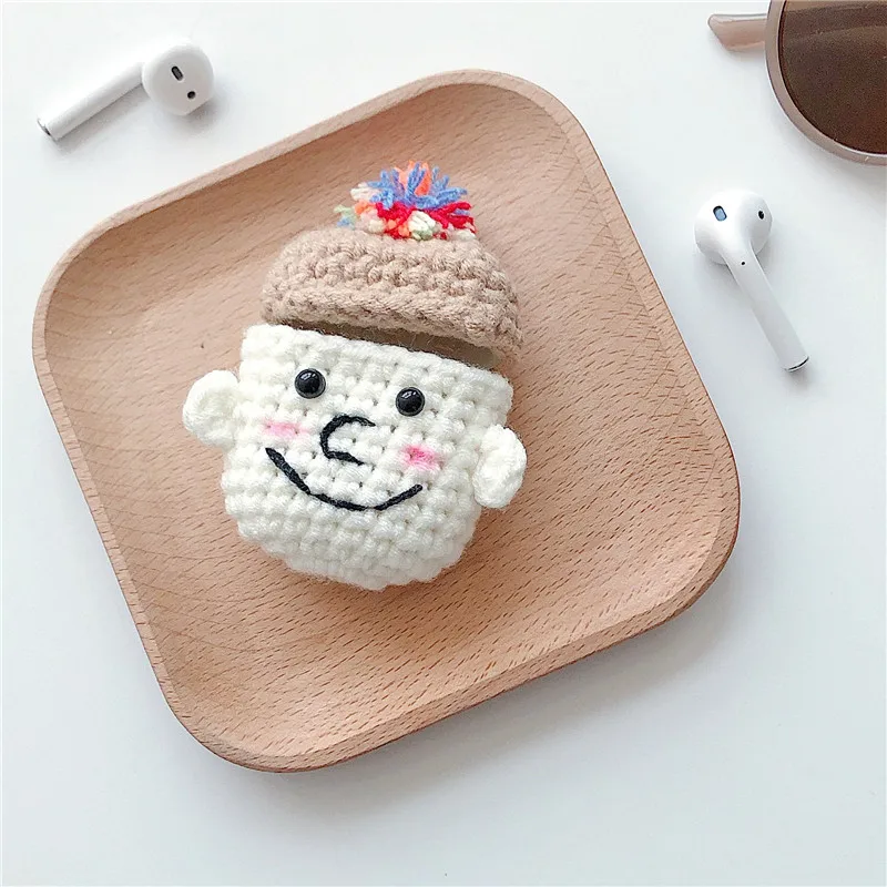 Style 10 Милая шерстяная ткань чехол для Apple Airpods чехол с изображением мультяшного кролика ткань наушник с Bluetooth силиконовый чехол для airpod 2 1 коробка сумка - Цвет: Style 10