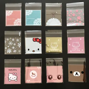 100 шт.лот, симпатичные пластиковые прозрачные целлофановые подарочные пакеты для печенья, Снэк, выпечки, 7x7 см