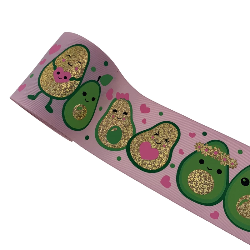 100 ярдов 3 &quot75 мм авокадо печатная голограмма корсажная лента для бантов