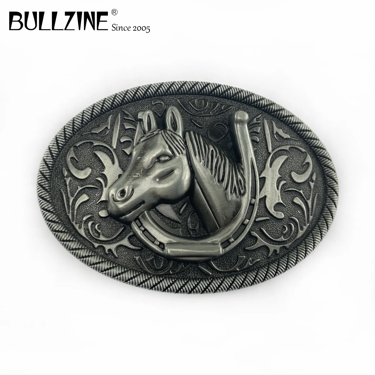 Bullzine wholesale zinc alloy western Horse head belt buckle pewter finish FP-02178 LUXURIOUS cowboy jeans gift | Дом и сад
