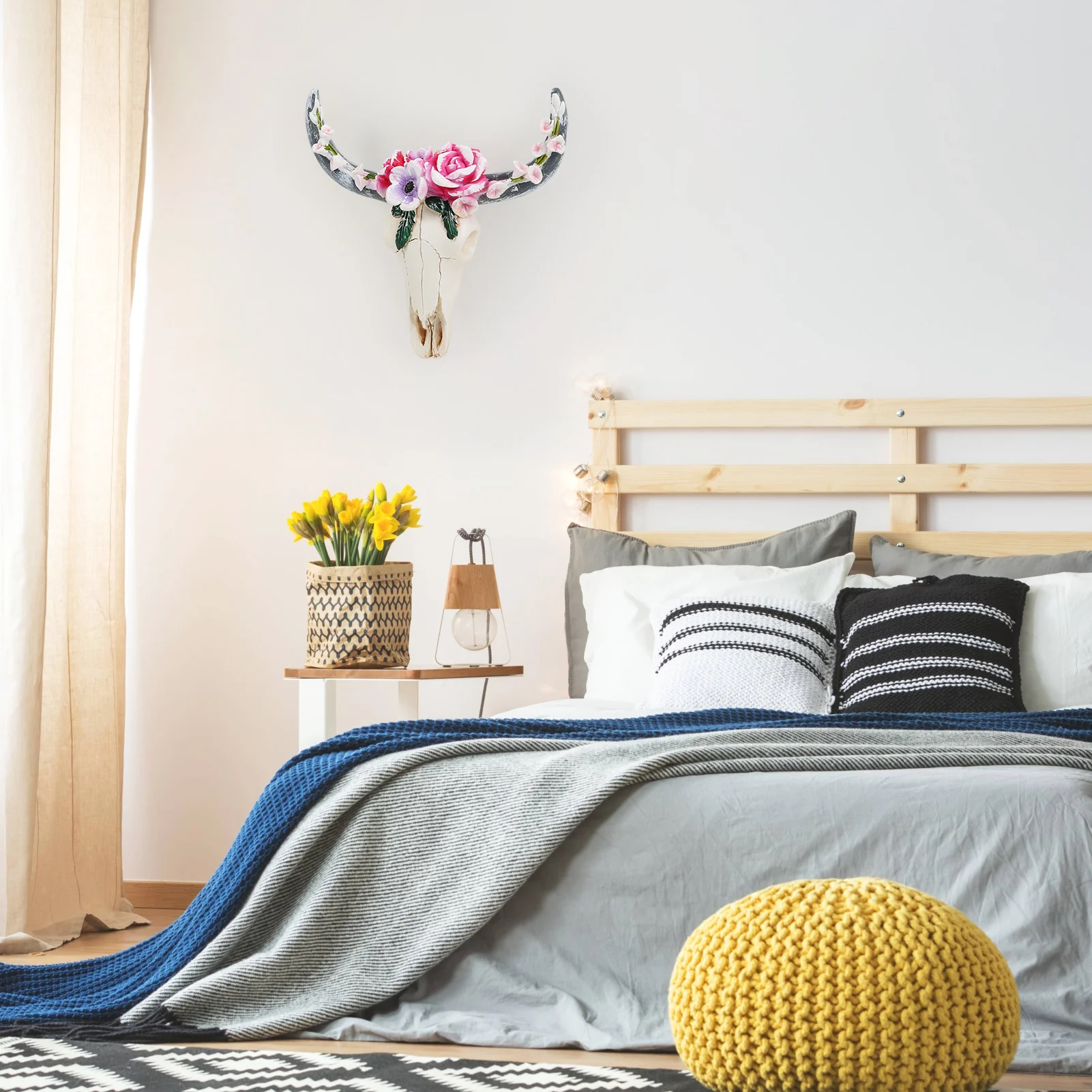 Искусственные цветы корова Череп украшение для детской комнаты орнамент из