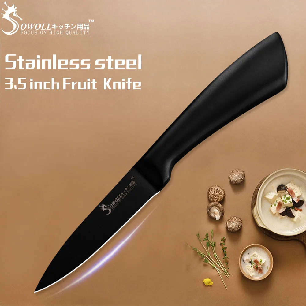 3.5 inch Paring SOWOLL столовый набор для кухни из нержавеющей стали, профессиональные ножи 6 шт., нож для очистки овощей, нож для нарезки хлеба Santoku, нож для шеф-повара - Цвет: 3.5 inch Paring
