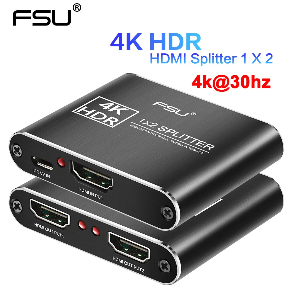 FSU HDCP 4K HDMI Split ter Full HD видео адаптер 1X2 1 в 2 Out усилитель двойной дисплей для HDTV DVD PS3