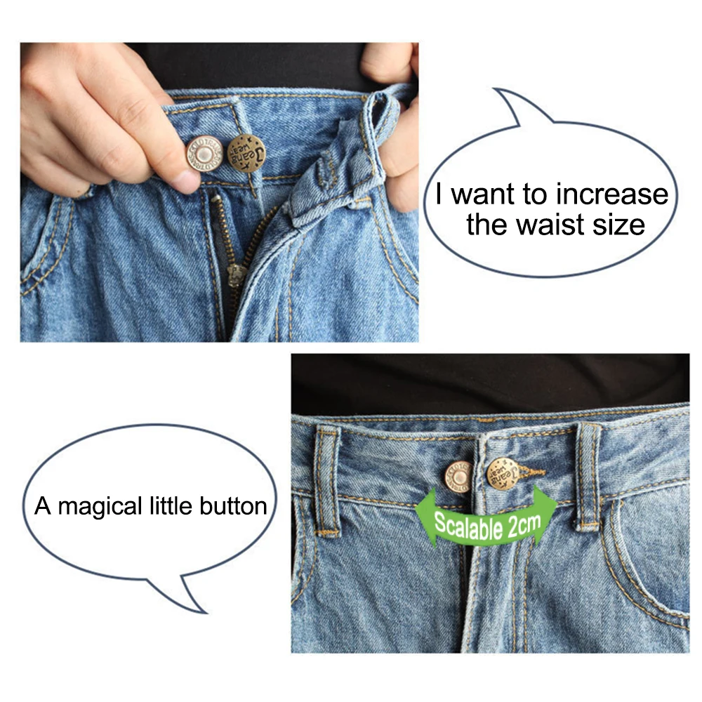 1/5 Pcs Detachable Snap Metal Jeans Buttons Retro Pants Pin for Clothing Extended Button Sewing-Free Perfect Fit Expande Waist | Дом и сад