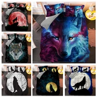 fashion wolf pattern bedding sets animal duvet cover set queen king size quilt covers with pillowcase 23pcs