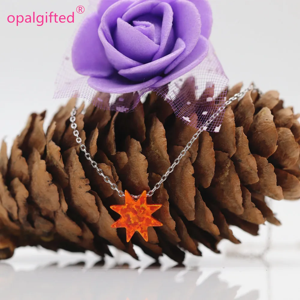 2020 Hot Sale 10mm Orange op31 Synthetic Flower Opal Necklace pendant for Wedding necklace S925 Trendy Jewelry High Quality | Украшения и