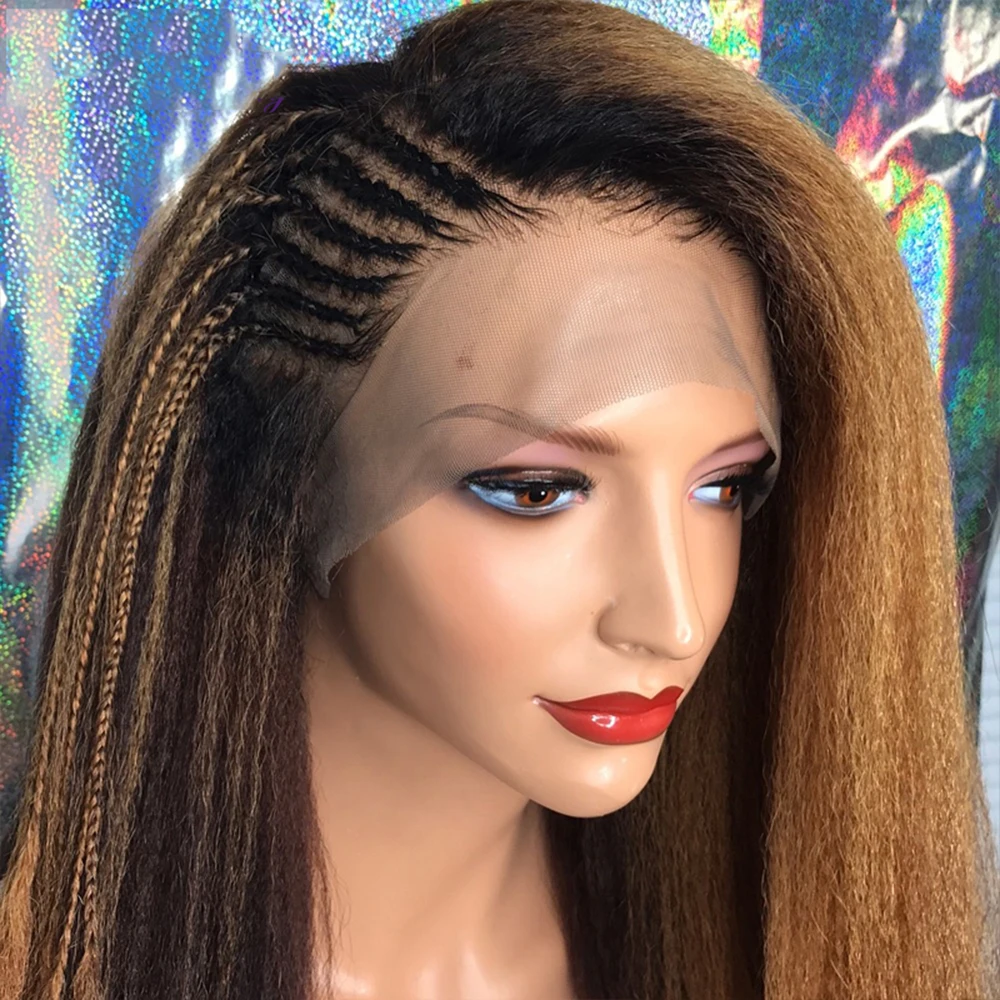 Курчавые прямые парики из человеческих волос на сетке спереди для черных женщин