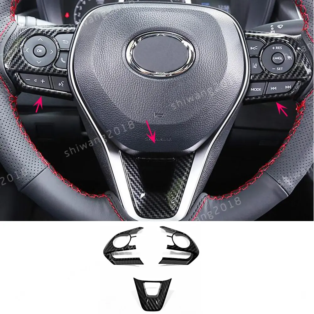 

3pcs Steering Wheel Button Cover For Toyota Corolla 2019-2020 ABS Carbon fiber