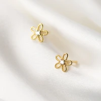 charm stud earrings for women snow flower shape hollow ear pierce accessory romantic fine jewelry engagement party lady gifts
