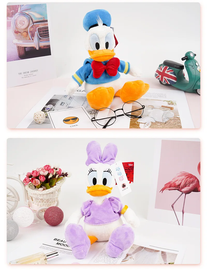 Echte Disney 30cm Pluche Speelgoed Donald Duck En Daisy Gevulde Poppen PP Katoen Hot Verjaardag Kerstcadeau voor kids | Игрушки и хобби