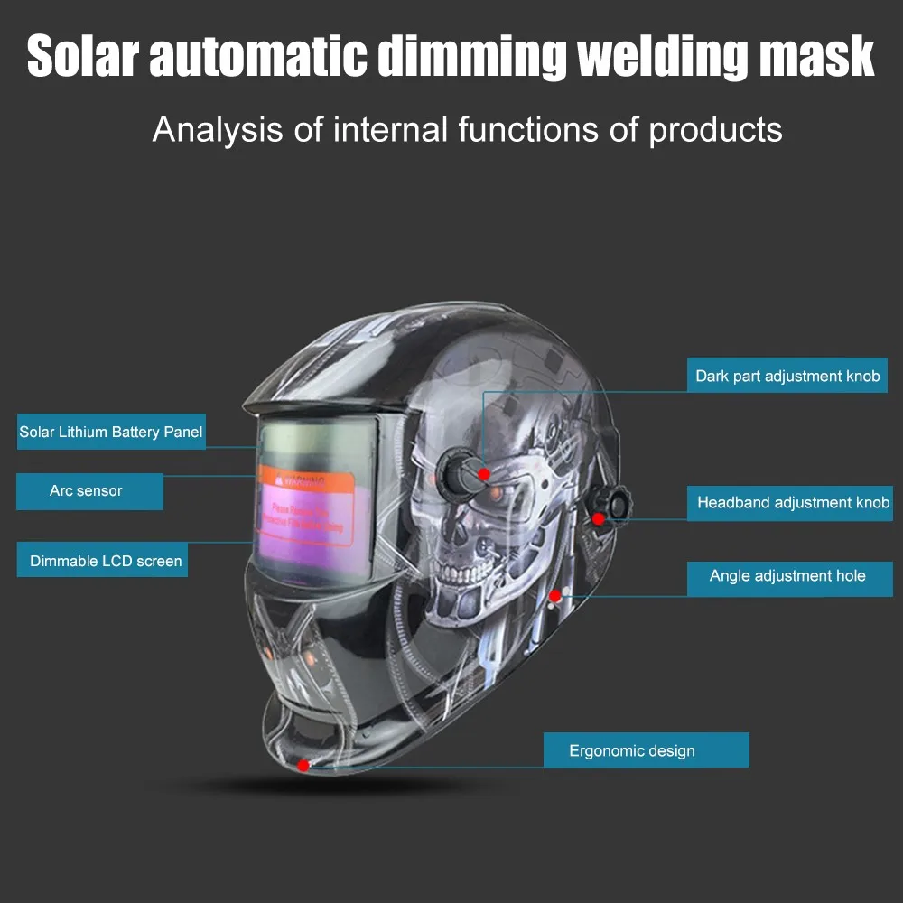 

Solar Welding Helmet Automative Darkening Dimming Electric Welding Shield LCD Screen Anti Glare Weld Hood Helmet Mask