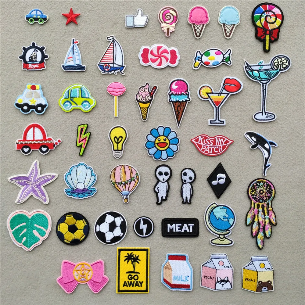 (46 стилей) патчи с мороженым для одежды Мультяшные наклейки машинками полосатая