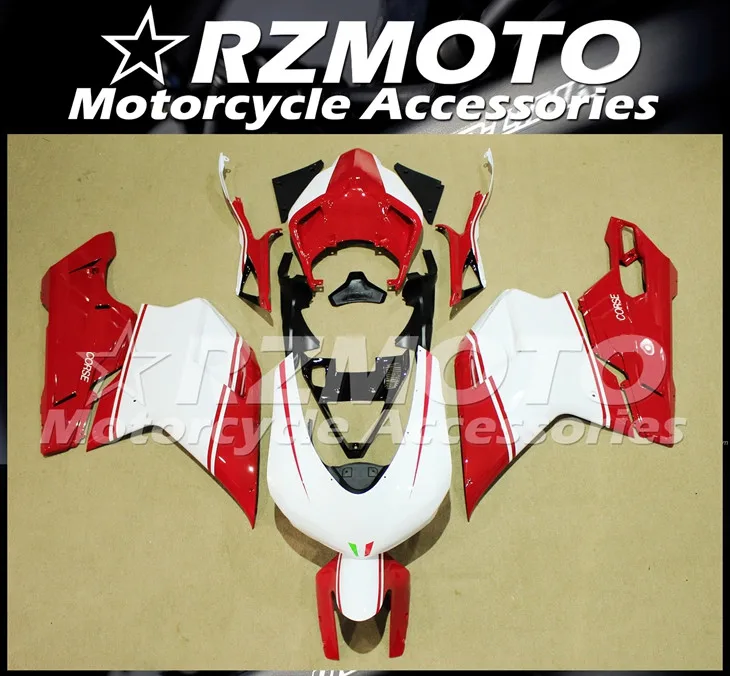 

New ABS Whole Fairings kit Fit for Ducati 848 evo 1098 1198 2007 2008 2009 2010 2011 07 08 09 10 11 Bodywork set Red white