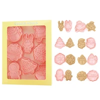8pcs christmas cookie cutters cartoon biscuit mould christmas molds cake decorating tool diy baking mould chocolate mold navidad