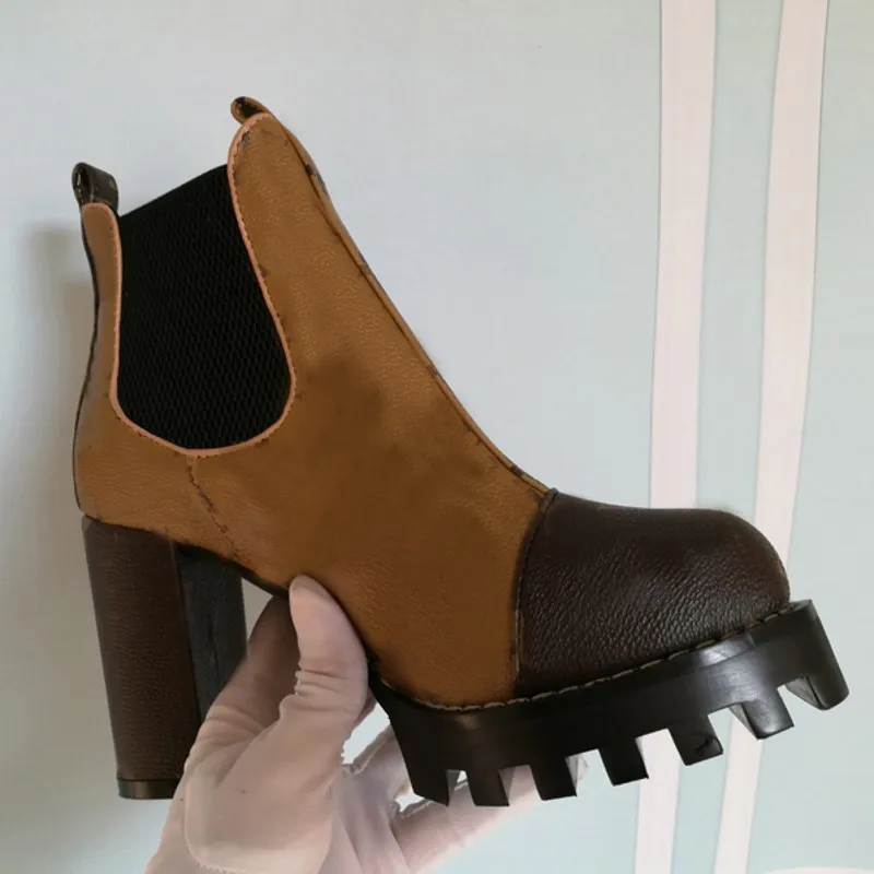 Sheepskin lining Женские разноцветные ботильоны на высоком каблуке со шнуровкой в британском стиле; новые модные женские полусапожки из натуральной кожи с круглым носком на толстой подошве - Цвет: Sheepskin lining