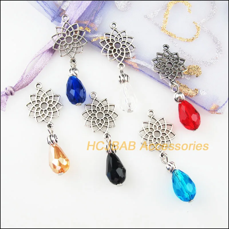 Модные 12 Новые Подвески с цветком лотоса Тибетский серебристый цвет смешанные