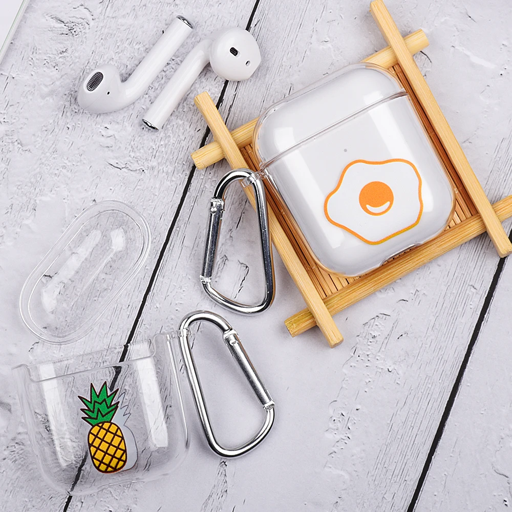 Для AirPods 2 1 чехол Роскошный прозрачный жесткий защитный чехол для пк беспроводные наушники чехол для Air pods 2 1 прозрачный авокадо пара
