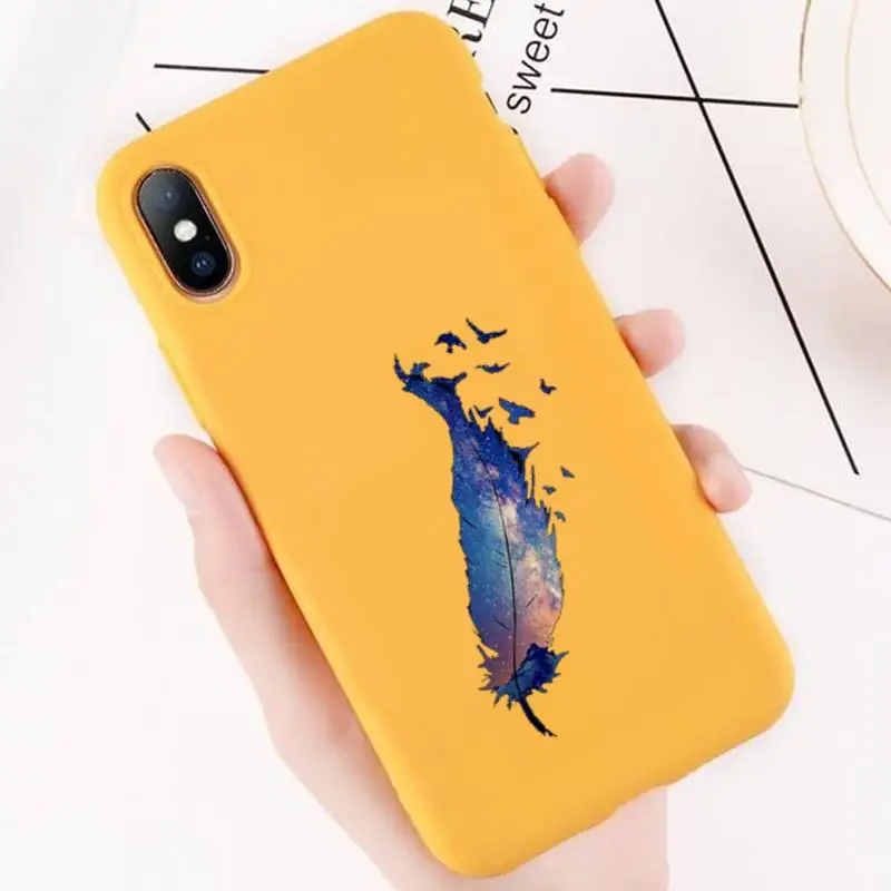 

Golden feather flamingo crown Phone Case Yellow Silicone For Iphone 6 7 8 11 12 plus XR X XS SE2020 11/12PRO Max Cases