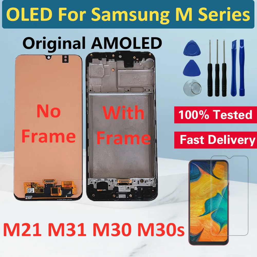 ЖК-дисплей с сенсорным дигитайзером для Samsung Galaxy M31 M21 M30 M30s сменный сенсорный