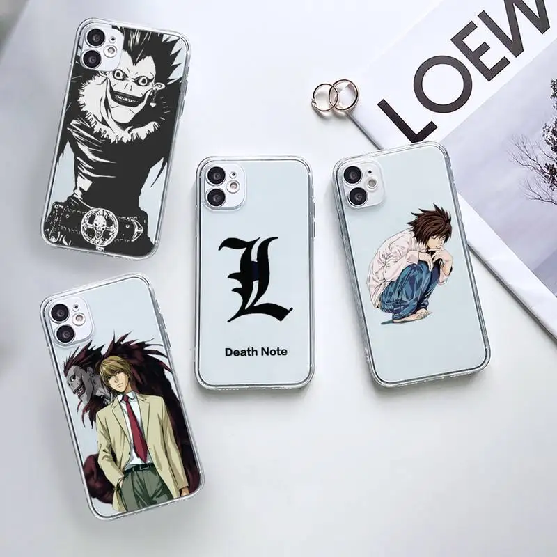 

Death Note Anime Phone Case Transparent for iPhone 5 6 7 8 11 12 s mini pro X XS XR MAX Plus