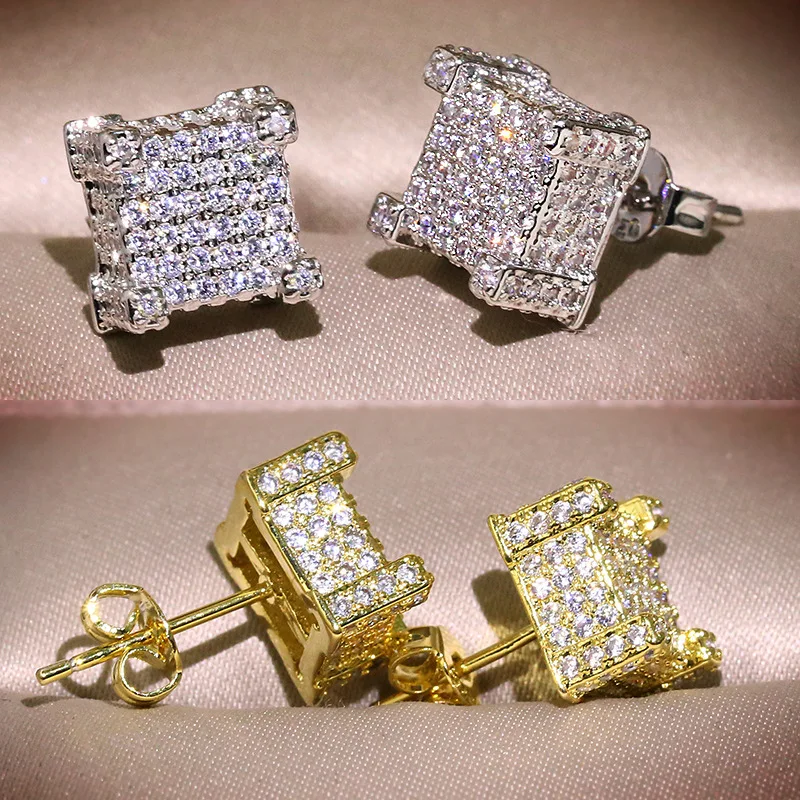 

14K Yellow Stud Earring Female Fine S925 Sterling Earring Diamond Jewelry Women Aretes De Mujer Silver 925 Jewelry Orecchini