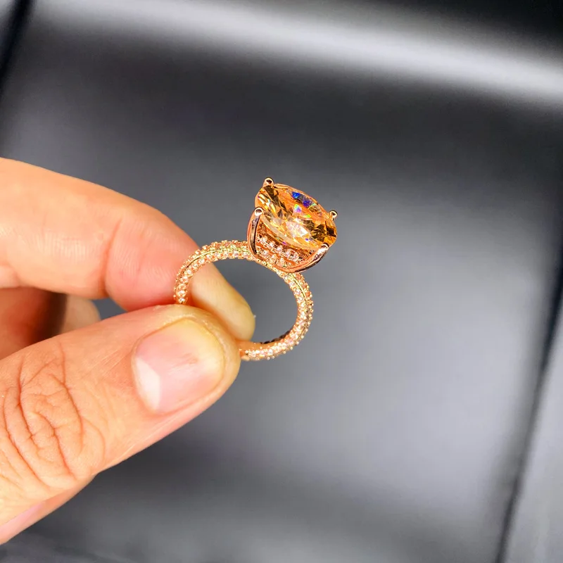 Рождественский подарок розовое золото цвет ааааа большой 3ct кристалл кольцо ювелирные изделия обручальные кольца для женщин аксессуар anillo высокое качество