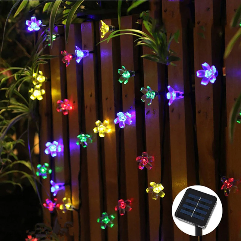 Светодиодный светильник на солнечной батарее с цветком персика