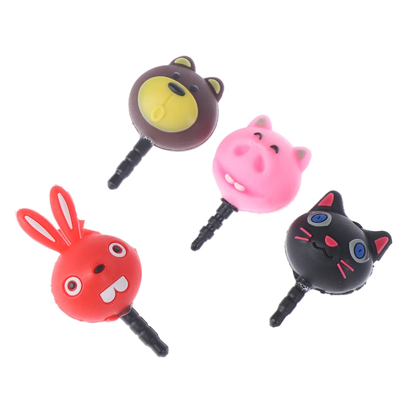 Наушники 3 5 мм разъем от пыли милые животные кошка свинья кролик медведь курица