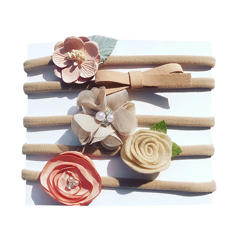 

Эластичная Повязка на голову с цветочным принтом для девочек, 5 шт./компл.