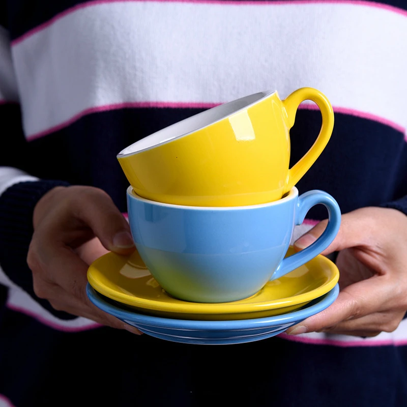 Кофейные кружки Pull Flower итальянские молочные чашки и блюдце керамические