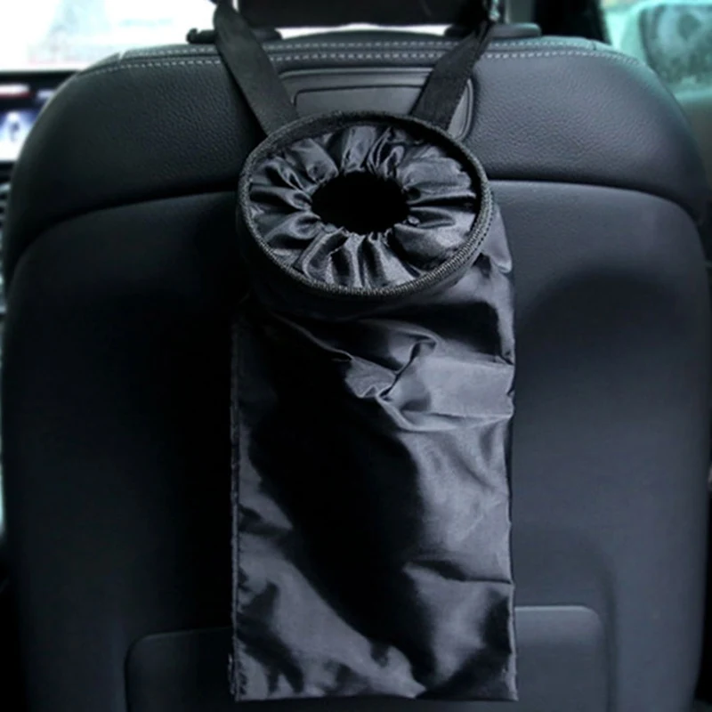 

1Pc Portable Car Hanging Trash Bin Foldable Storage Bag Car Trash Bag Trash Can Auto Seat Back Hanging Bag Black