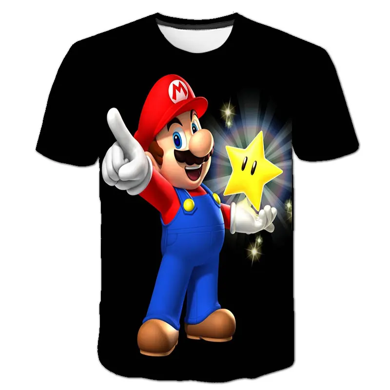 

Summer New Harajuku Style Classic Games Super Mario 3D T-shirt Mario Bros Cartoon 3D Print T-shirt Hip Hop Round Collar Tops