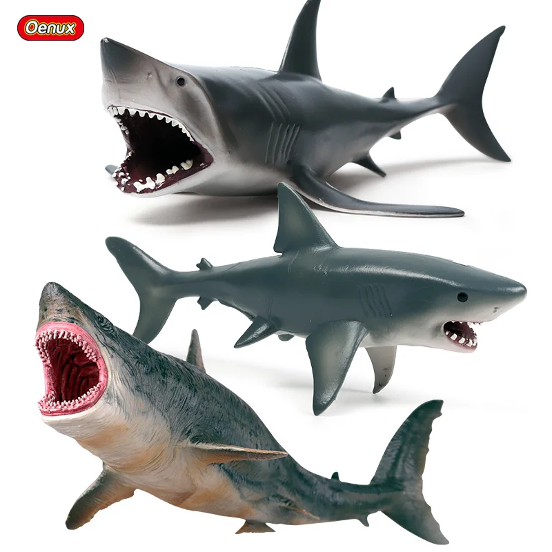 

Oenux Savage Ocean Marine Megalodon Big Shark Lamnidae Action Figures Sea Life Animals Giant Shark Model Toys Gift For Kids