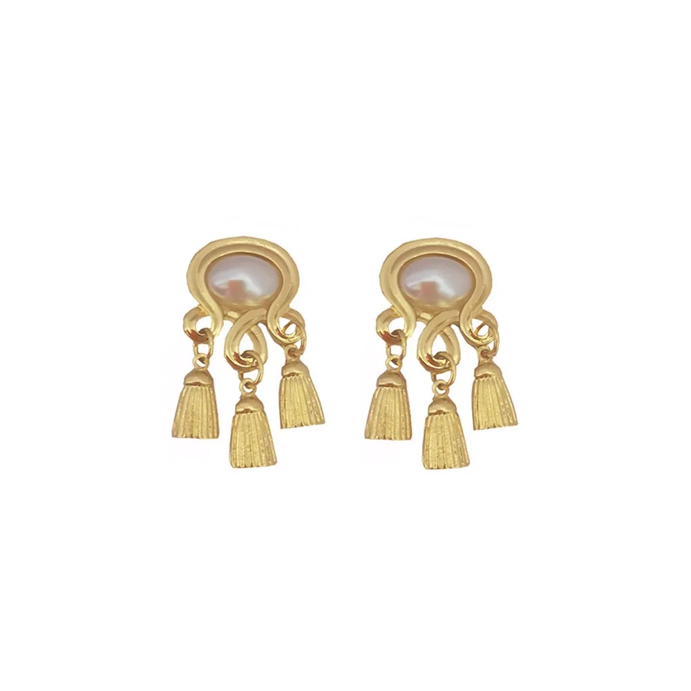 

2021 New Fashion Jewelry 925 Silver Needle Earrings Baroque Pearl Earrings Long Life Lock Tassel Earrings Gold Earrings Luxury