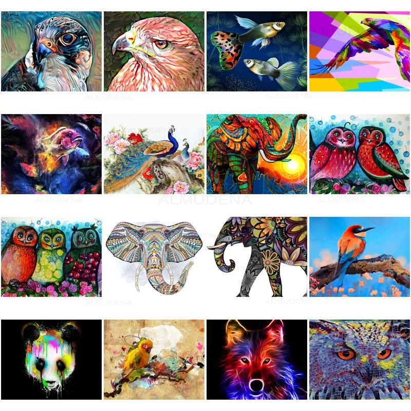 

Color Animals Diy Diamond Painting Childern's Room Decoration Panda Parrot Owl Rhinestone Embroiderywall Art Canvas Pictures
