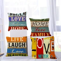 modern simple pillow cover happy life home sofa decorative pillow case cushion cover